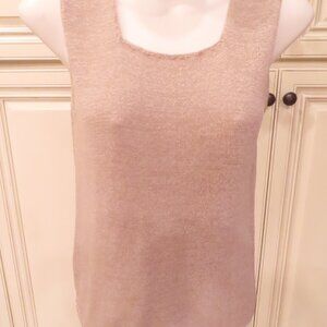 Valerie Stevens Tan Beige Knit Scoop Neck Tank Top size Small